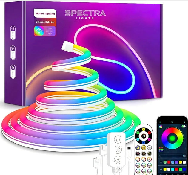 Spectra Lights Neon LED Rope Light – Flexible Waterproof Decorative Strip for Home, Bedroom, Gaming Setup & More