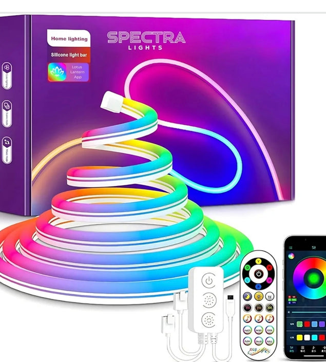 Spectra Lights Neon LED Rope Light – Flexible Waterproof Decorative Strip for Home, Bedroom, Gaming Setup & More