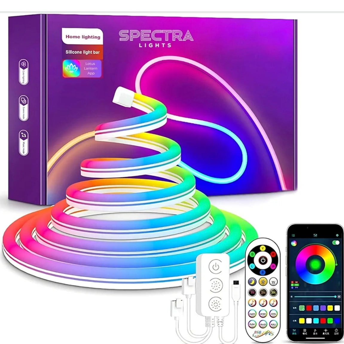 Spectra Lights Neon LED Rope Light – Flexible Waterproof Decorative Strip for Home, Bedroom, Gaming Setup & More