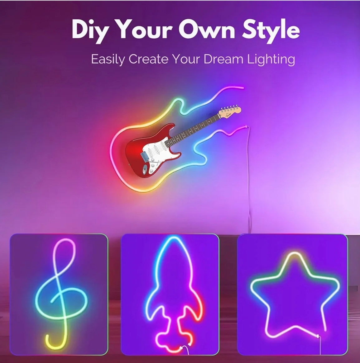 Spectra Lights Neon LED Rope Light – Flexible Waterproof Decorative Strip for Home, Bedroom, Gaming Setup & More