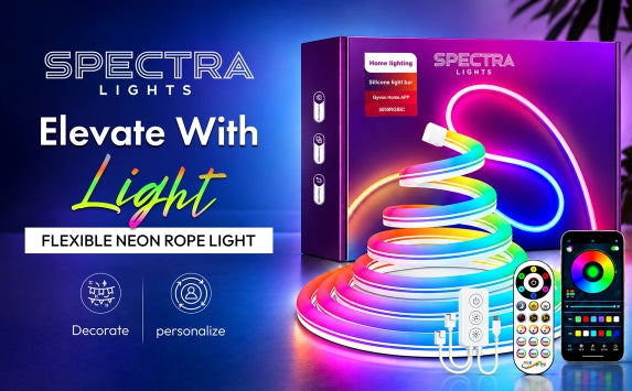 Spectra Lights Neon LED Rope Light – Flexible Waterproof Decorative Strip for Home, Bedroom, Gaming Setup & More