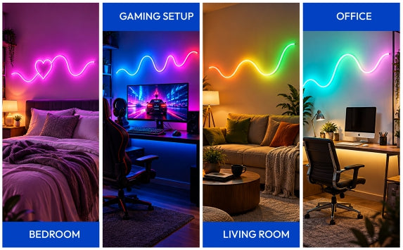 Spectra Lights Neon LED Rope Light – Flexible Waterproof Decorative Strip for Home, Bedroom, Gaming Setup & More
