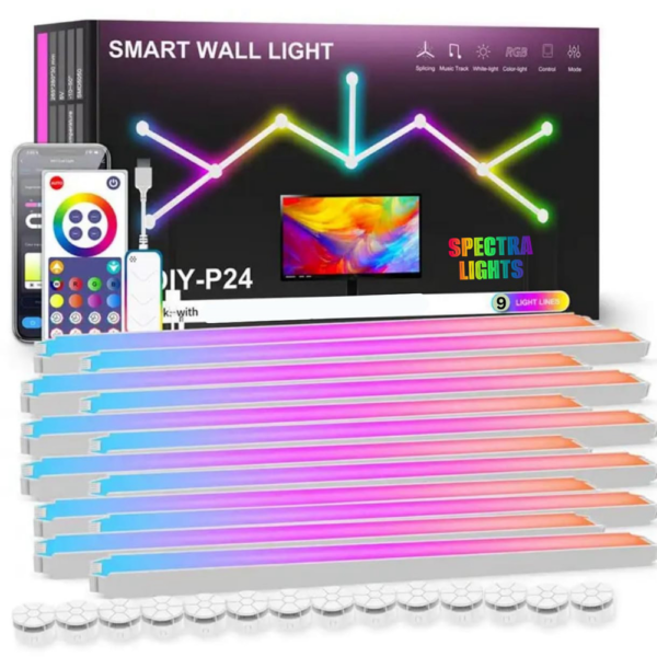 Spectra Lights – Smart Led Lines Lights With Rgbic Lights, Wifi & App Control Pack Of ( 9 Led Lines )