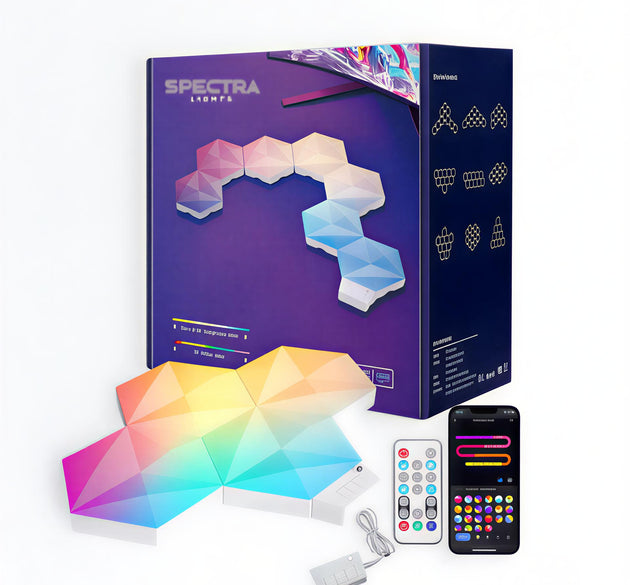 Spectra Lights Pack of 6 Big LED Hexagon Panel – DIY RGBIC Wall Light