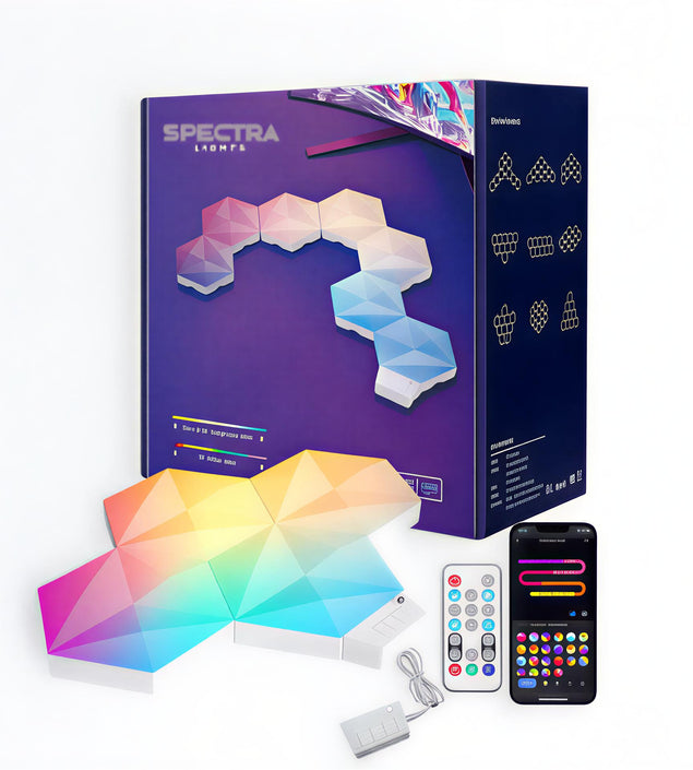 Spectra Lights Pack of 6 Big LED Hexagon Panel – DIY RGBIC Wall Light