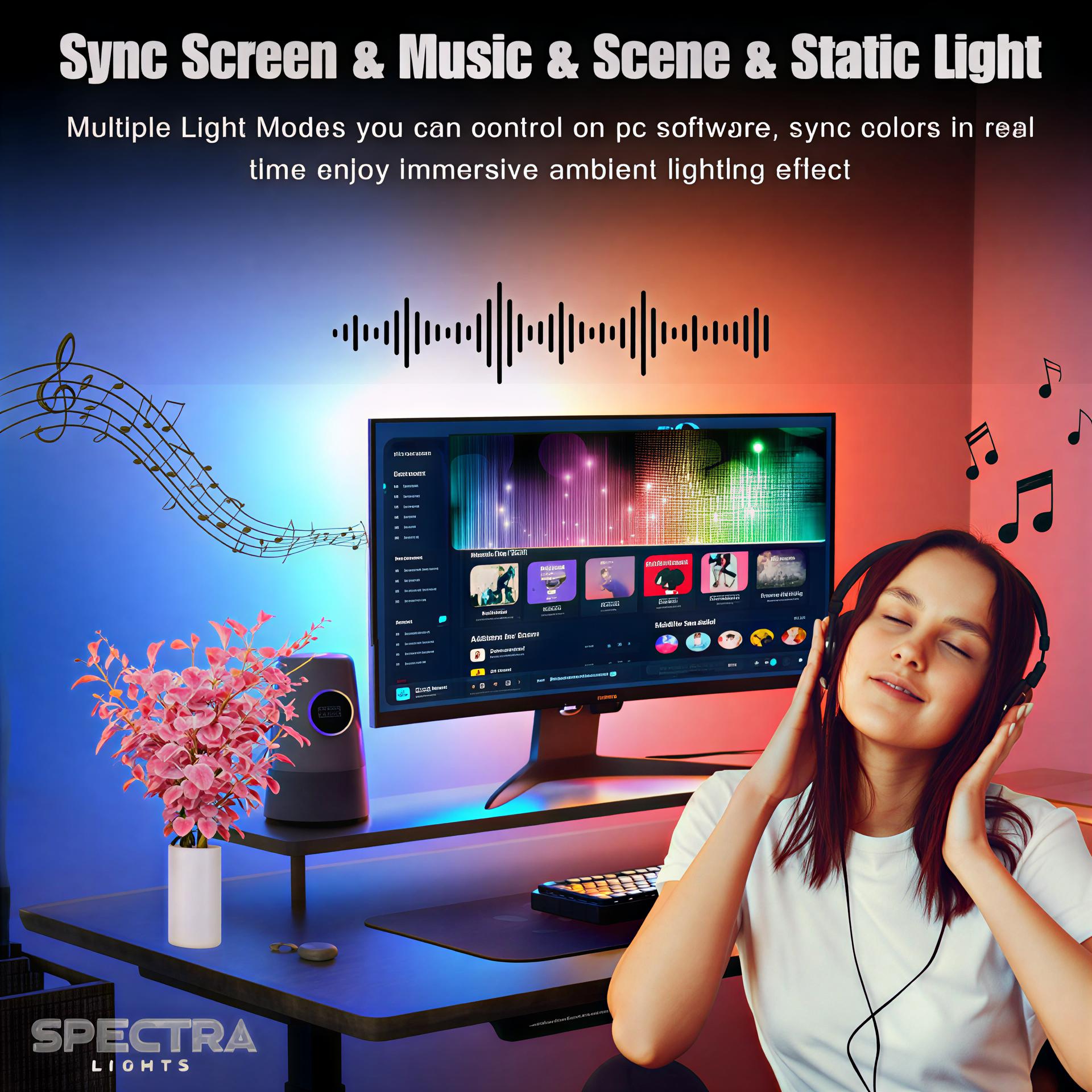 Monitor Backlight Sync Kit – Spectra Lights. Sizes 24-32 Inch