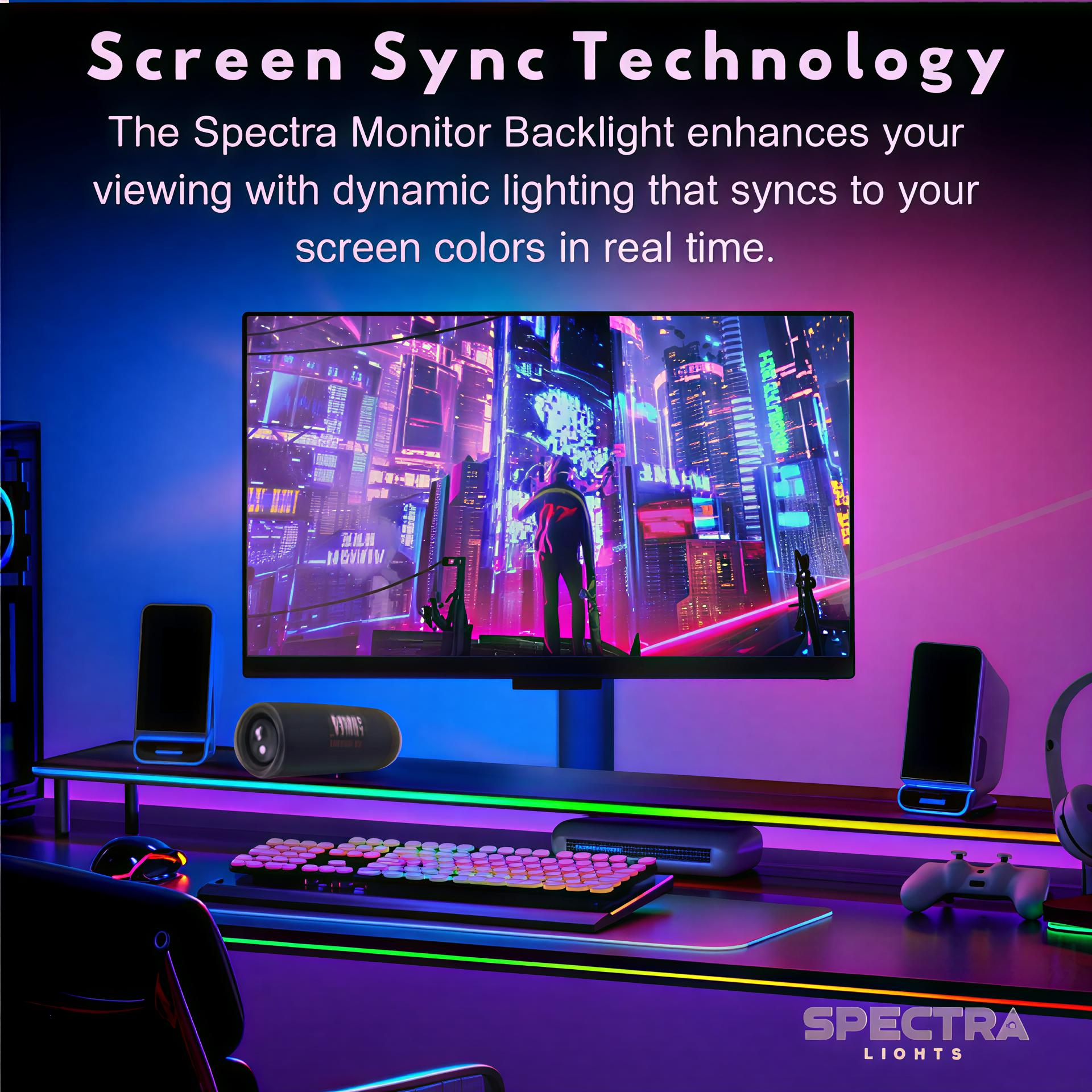 Monitor Backlight Sync Kit – Spectra Lights. Sizes 24-32 Inch